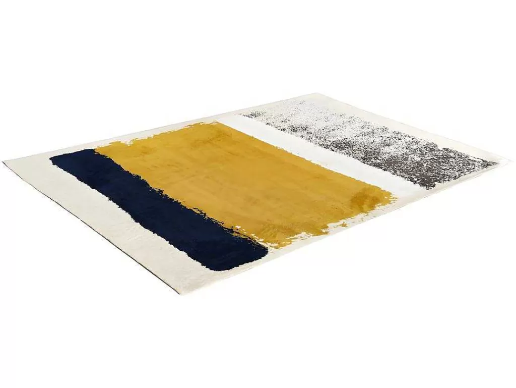 Tapete Pequeno*OZAIA Tapete Camden - Poliester - 120 X 170 Cm - Mostarda, Azul-Marinho, Cinza