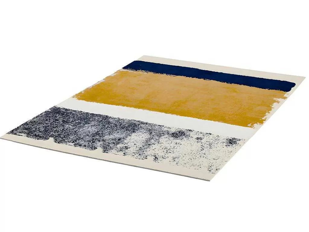 Tapete Pequeno*OZAIA Tapete Camden - Poliester - 120 X 170 Cm - Mostarda, Azul-Marinho, Cinza