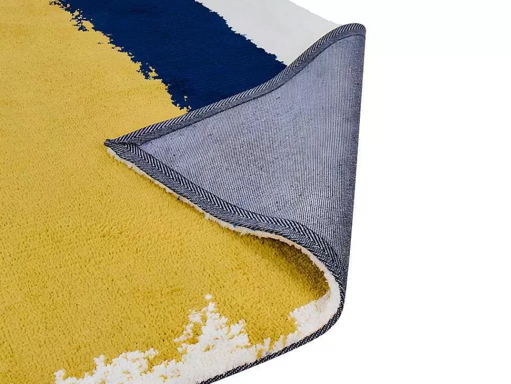 Tapete Pequeno*OZAIA Tapete Camden - Poliester - 120 X 170 Cm - Mostarda, Azul-Marinho, Cinza