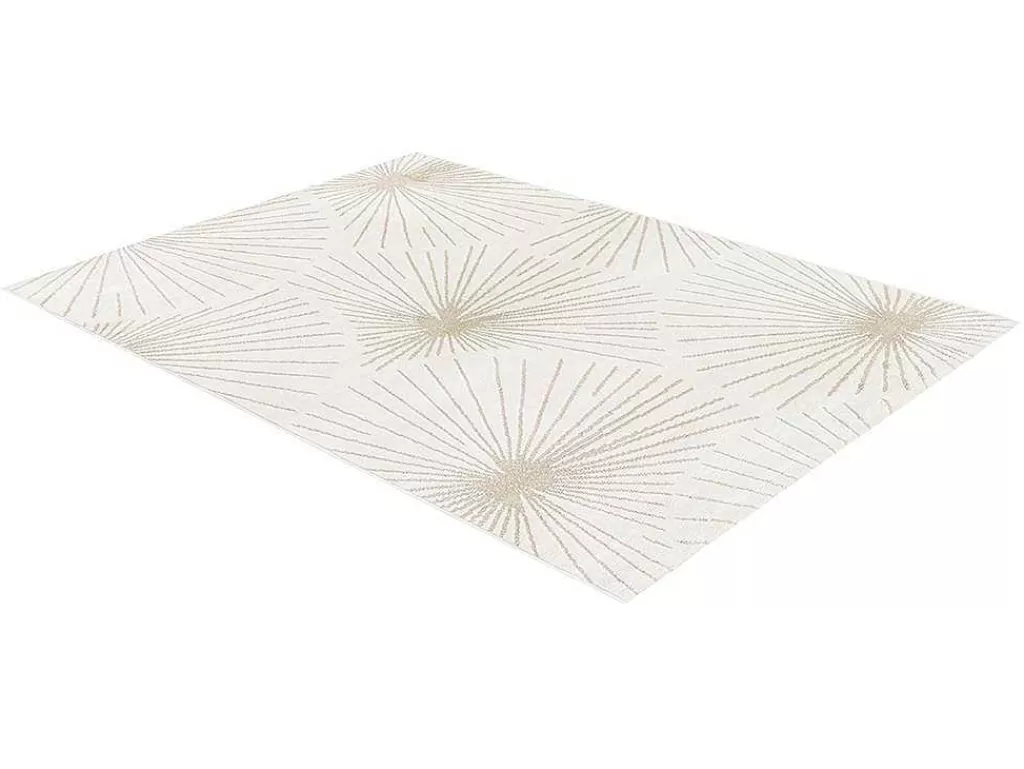 Tapete Pequeno*OZAIA Tapete Com Motivos Acabamento Lurex Dourado De 120X170 Cm Cor Bege - Livno