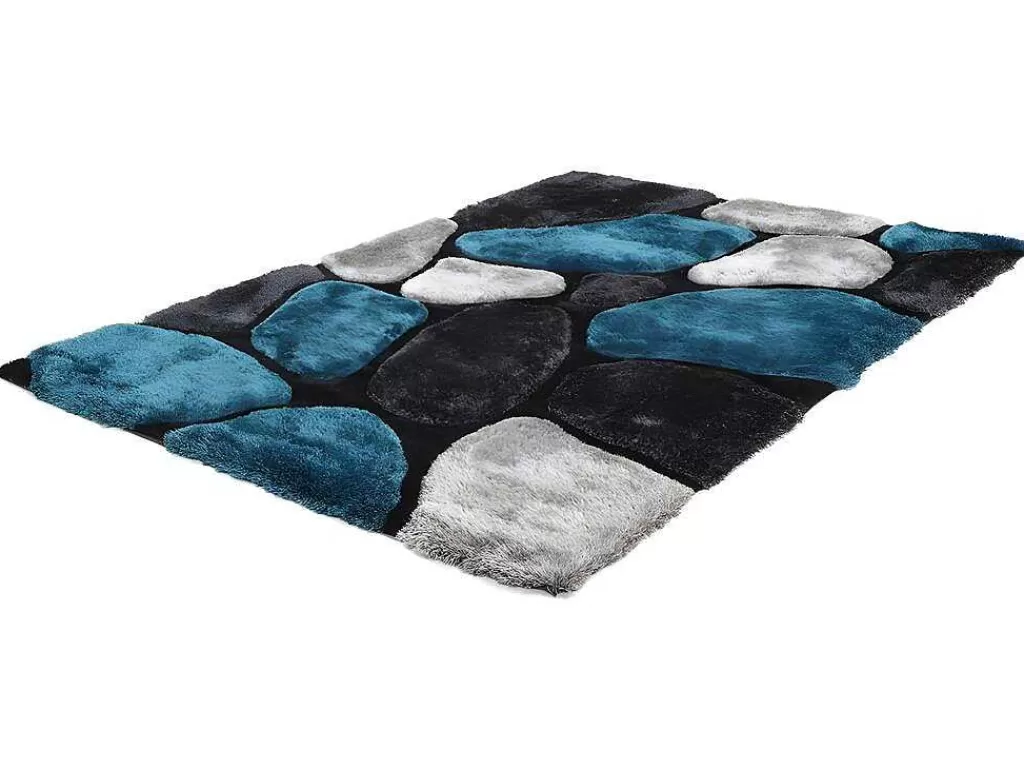 Tapete De Sala*OZAIA Tapete Com Pelo Pietra Turquesa E Cinzento - Poliester - 120 X 170 Cm