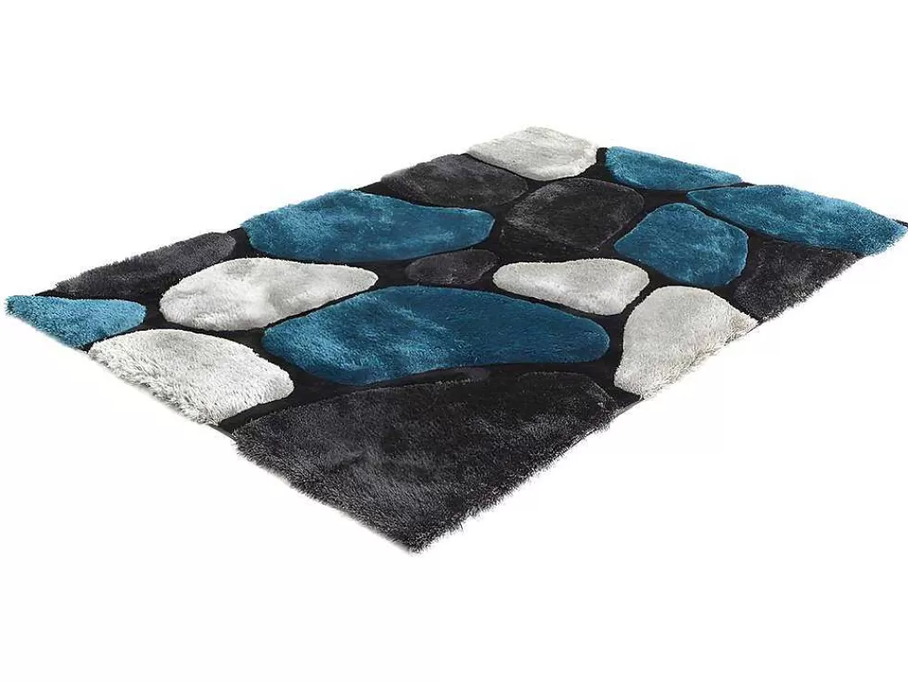 Tapete De Sala*OZAIA Tapete Com Pelo Pietra Turquesa E Cinzento - Poliester - 140 X 200 Cm
