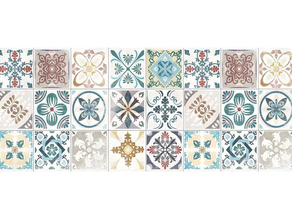 Tapetes De Corredor*OZAIA Tapete De Corredor Em Vinil Efeito Azulejo De 66 X 160 Cm Multicolor - Santander
