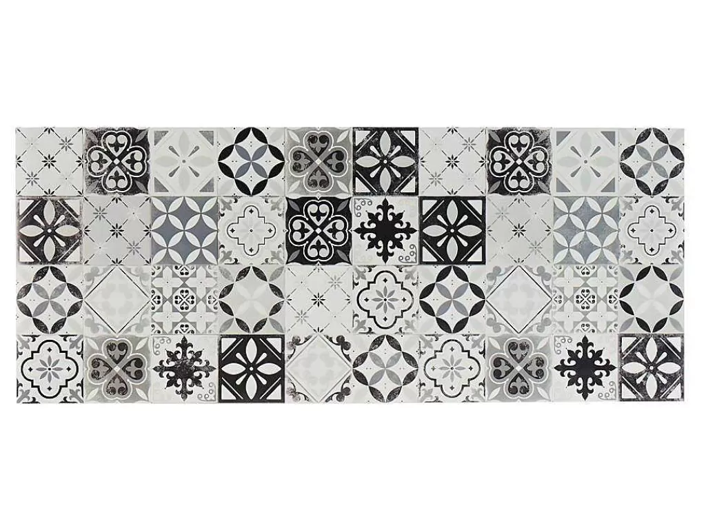 Tapetes De Corredor*OZAIA Tapete De Corredor Em Vinil Efeito Mosaico Hidraulico Mosai - 66X160 Cm - Preto E Branco