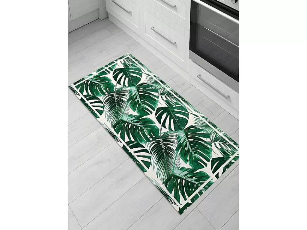 Tapetes De Corredor*OZAIA Tapete De Corredor Em Vinil Estilo Etnico Sierrana - 66X160 Cm - Verde E Branco
