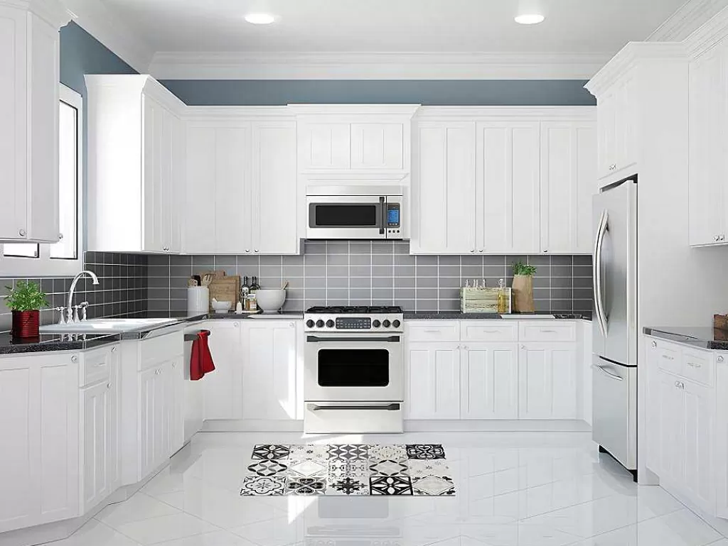 Acessórios E Arrumação De Cozinha*OZAIA Tapete De Cozinha Em Vinil Efeito Mosaico Hidraulico Mosai - 49,5X83 Cm - Preto E Branco