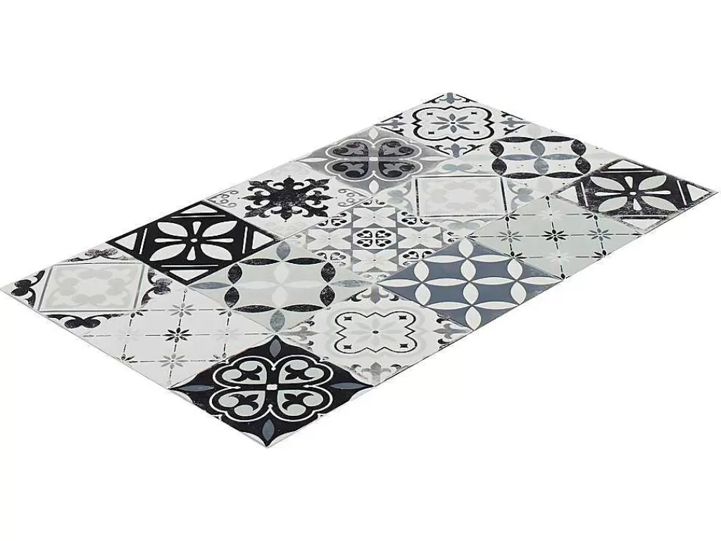 Acessórios E Arrumação De Cozinha*OZAIA Tapete De Cozinha Em Vinil Efeito Mosaico Hidraulico Mosai - 49,5X83 Cm - Preto E Branco