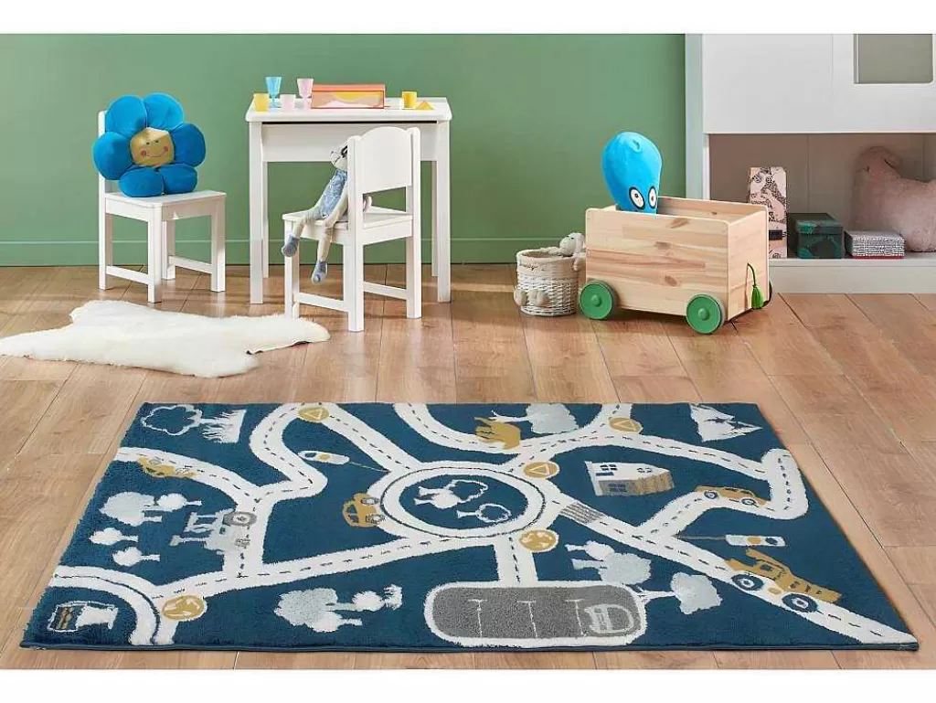 Tapete De Criança*OZAIA Tapete De Criança 100 X 150 Cm Em Polipropileno Azul, Bege E Amarelo - Roady