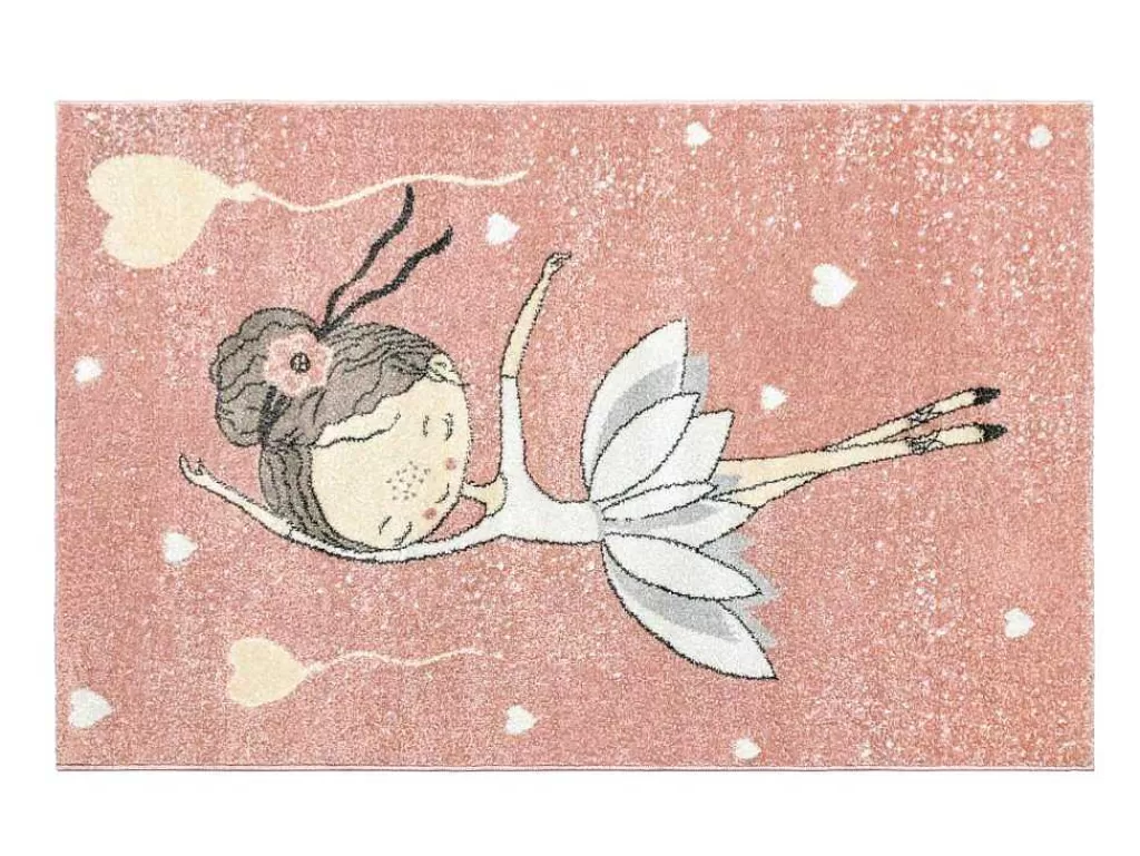 Tapete De Criança*OZAIA Tapete De Criança 100 X 150 Cm Em Polipropileno Cor-De-Rosa E Bege - Ballerina