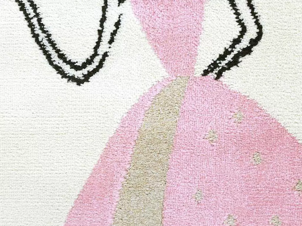 Tapete De Criança*OZAIA Tapete De Criança Motivo Fada Com Acabamento Fio Lurex Dourado De 120 X 170 Cm Cor Cru E Cor-De-Rosa - Ariel