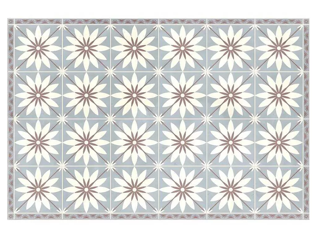 Tapete De Vinil*OZAIA Tapete De Vinil Efeito Azulejo Com Flores De 120 X 180 Cm - Florita