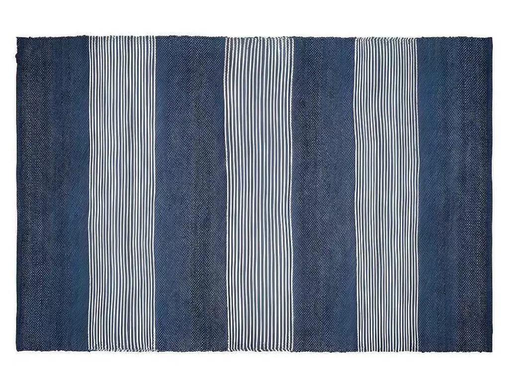 Tapete De Sala*OZAIA Tapete Em Juta Tecida A Mão De 160 X 230 Cm Cor Azul-Marinho E Branco - Kochi