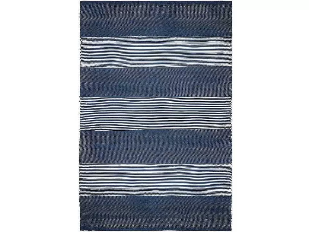 Tapete De Sala*OZAIA Tapete Em Juta Tecida A Mão De 160 X 230 Cm Cor Azul-Marinho E Branco - Kochi