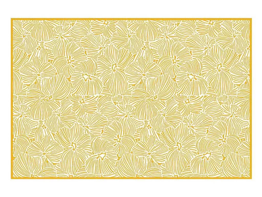 Tapete De Vinil*OZAIA Tapete Em Vinil Com Motivos Florais 120X180 Cm Amarelo E Branco - Capucina