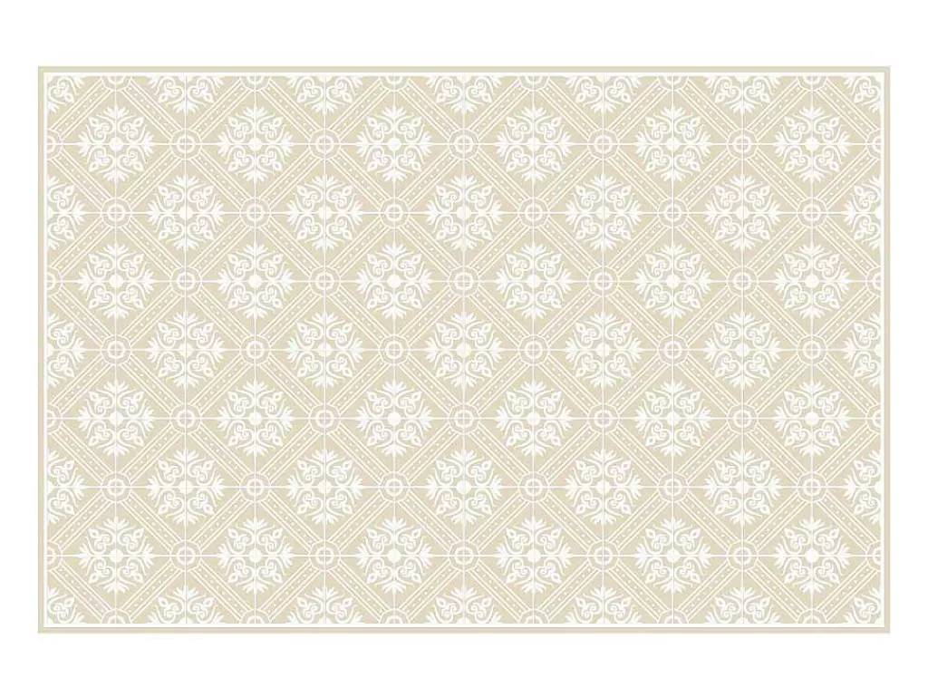Tapete De Vinil*OZAIA Tapete Em Vinil Efeito Azulejo 120X180 Cm Bege E Branco - Majesti