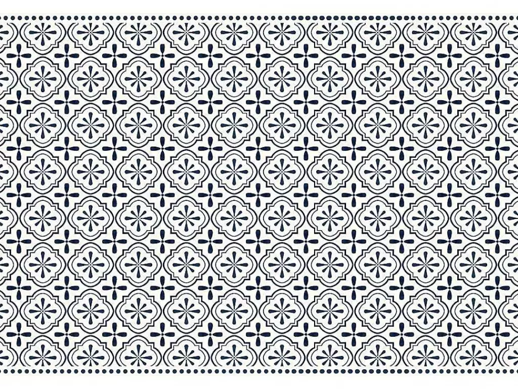 Tapete De Vinil*OZAIA Tapete Em Vinil Efeito Mosaico Hidraulico Terquise - 120X180 Cm - Azul E Branco