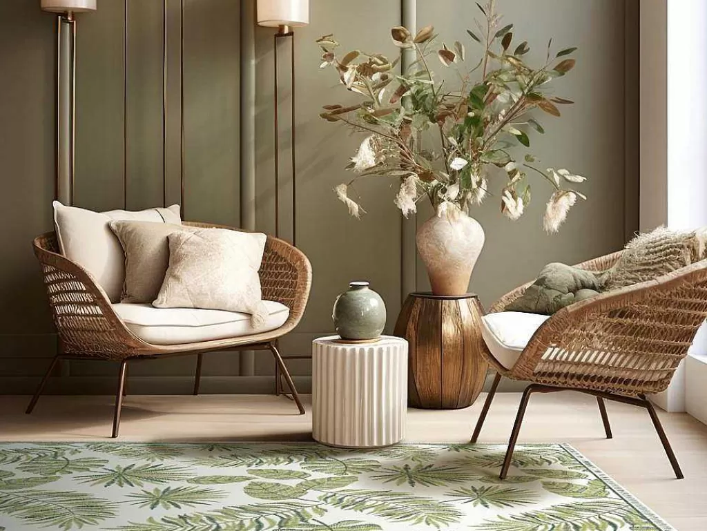 Tapete De Vinil*OZAIA Tapete Em Vinil Motivo Tropical 120X180 Cm Verde E Branco - Tropicala