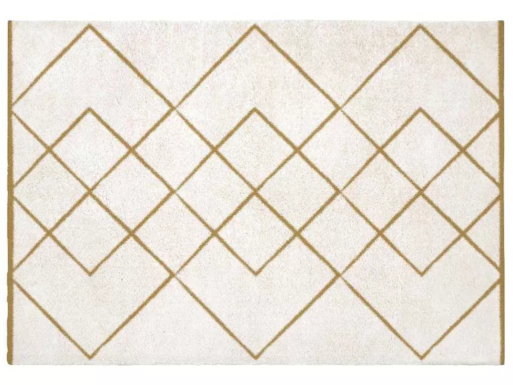 Tapete Shaggy*OZAIA Tapete Felpudo Berbere 160 X 230 Cm Branco E Dourado - Prysmi