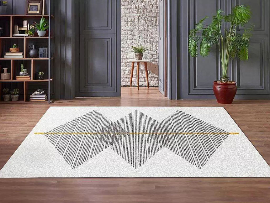 Tapete Grande*OZAIA Tapete Geometrico 160 X 230 Cm Branco E Cinzento - Nimiria
