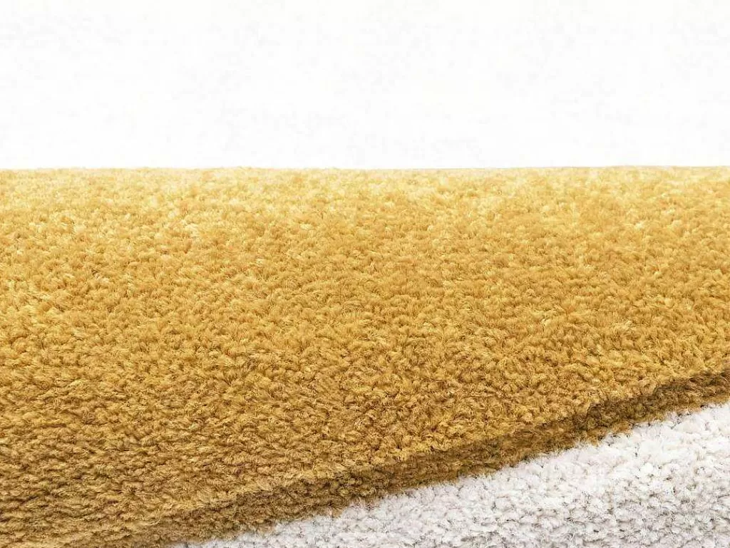 Tapete Redondo*OZAIA Tapete Redondo Sol Com Relevos D200 Cm, Amarelo Mostarda E Branco - Luminio