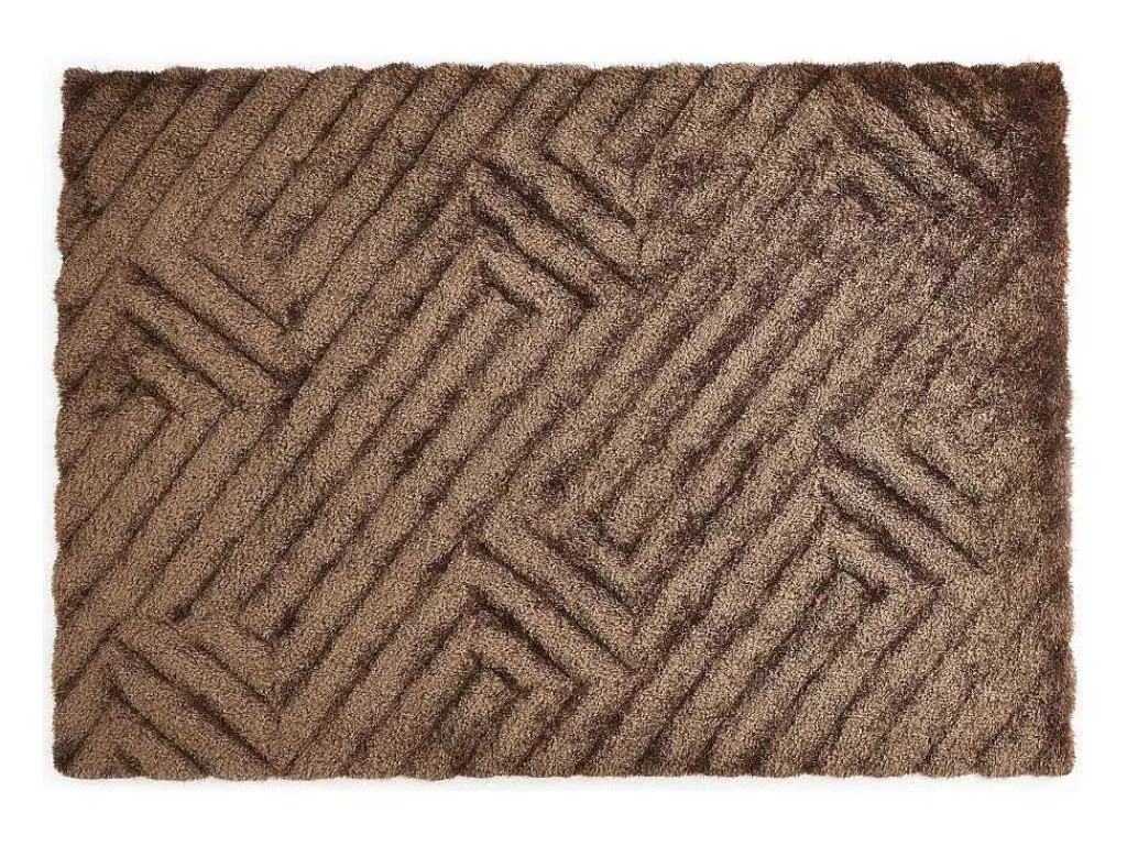 Tapete Shaggy*OZAIA Tapete Shaggy De Pelo Comprido Com Relevo 160X230 Cm Castanho - Maze