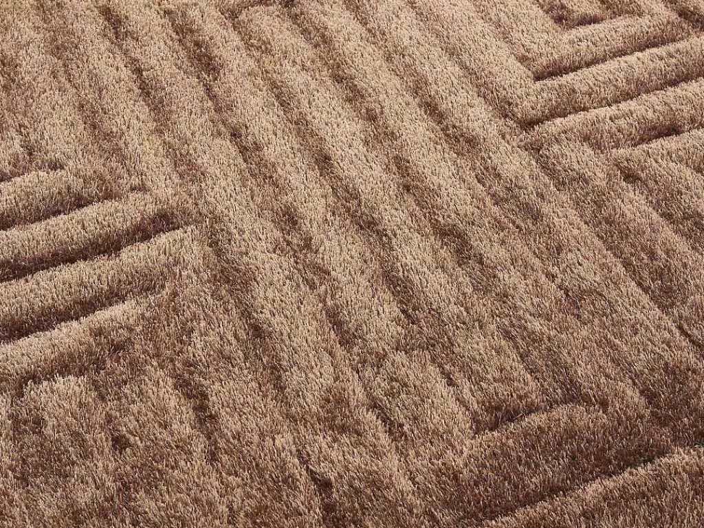 Tapete Shaggy*OZAIA Tapete Shaggy De Pelo Comprido Com Relevo 160X230 Cm Castanho - Maze
