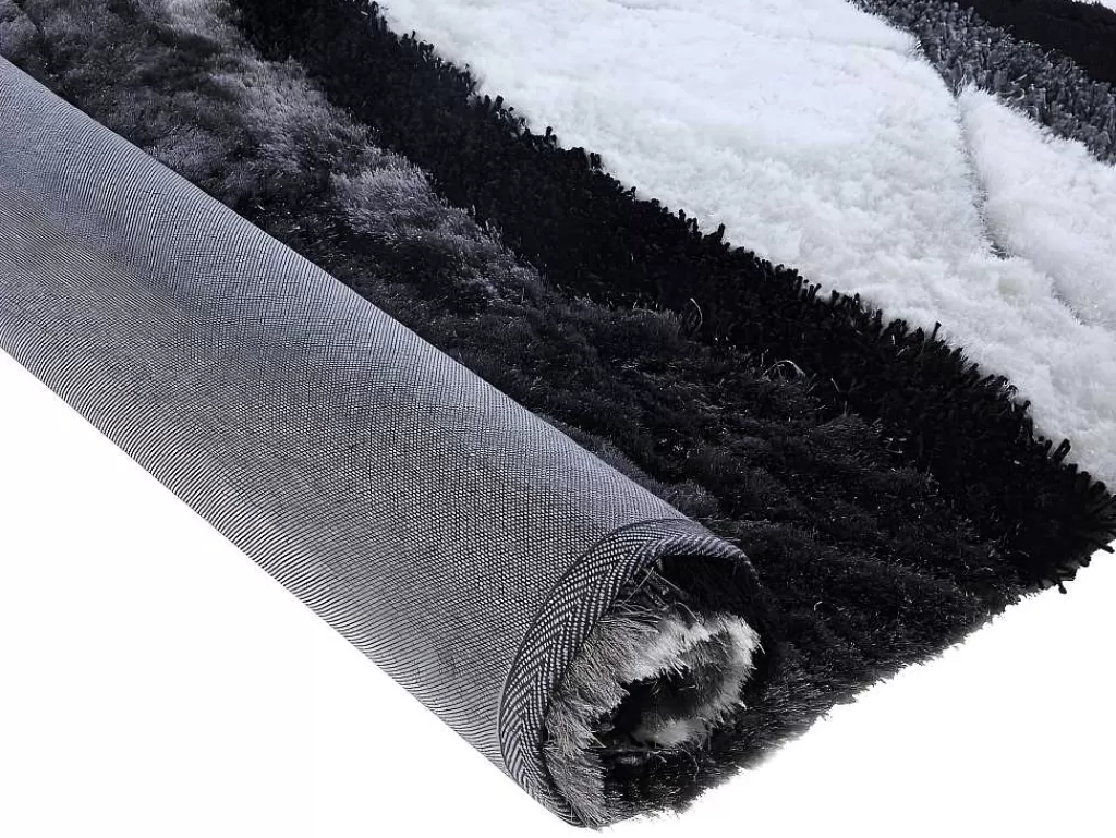 Promoções Decoração*OZAIA Tapete Shaggy Ecume - Poliester Tufado A Mão - Preto E Branco - 200*290 Cm