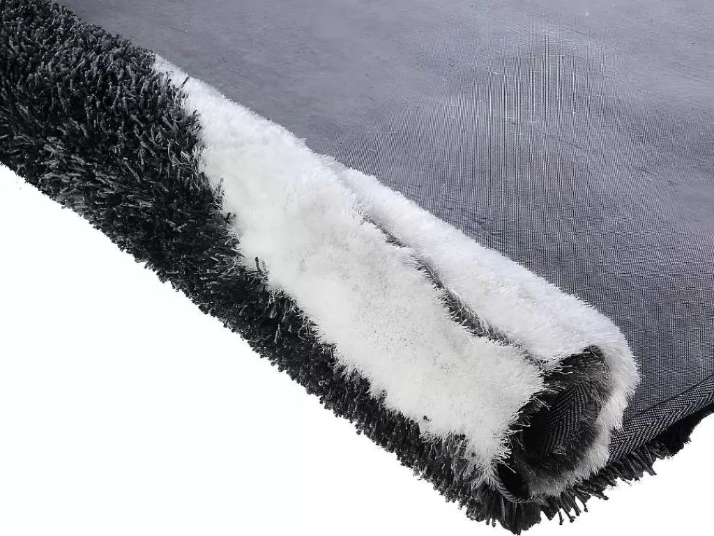 Promoções Decoração*OZAIA Tapete Shaggy Ecume - Poliester Tufado A Mão - Preto E Branco - 200*290 Cm