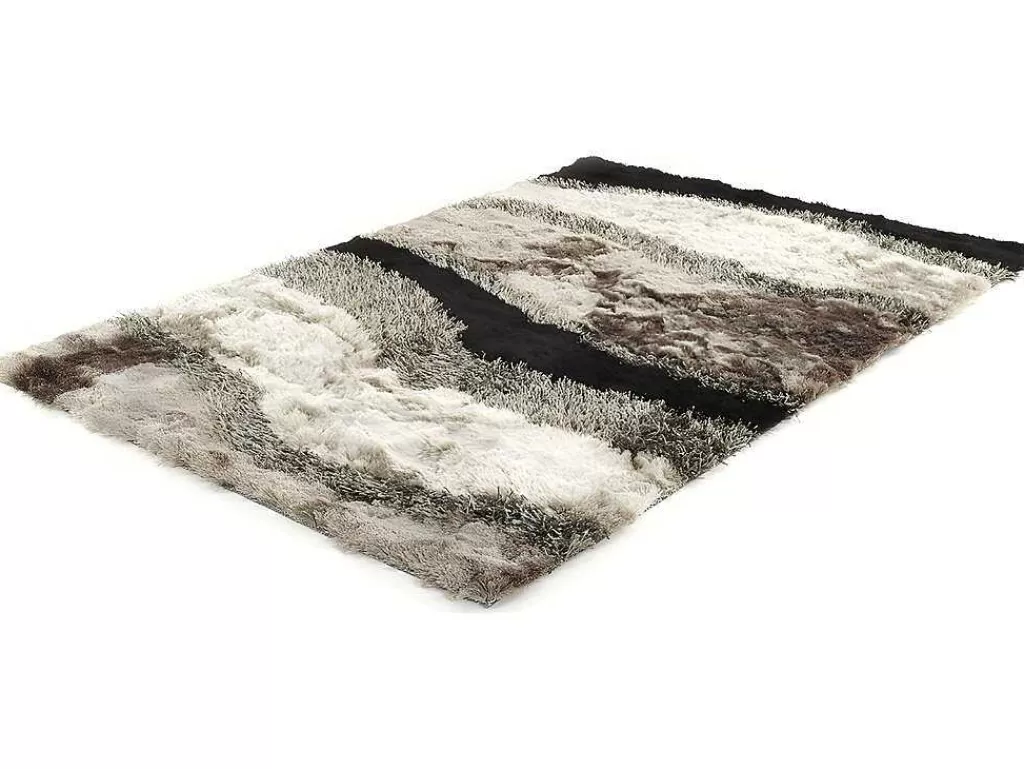 Tapete De Sala*OZAIA Tapete Shaggy Ecume - Poliester Tufado A Mão - Taupe, Branco E Preto - 140 X 200 Cm