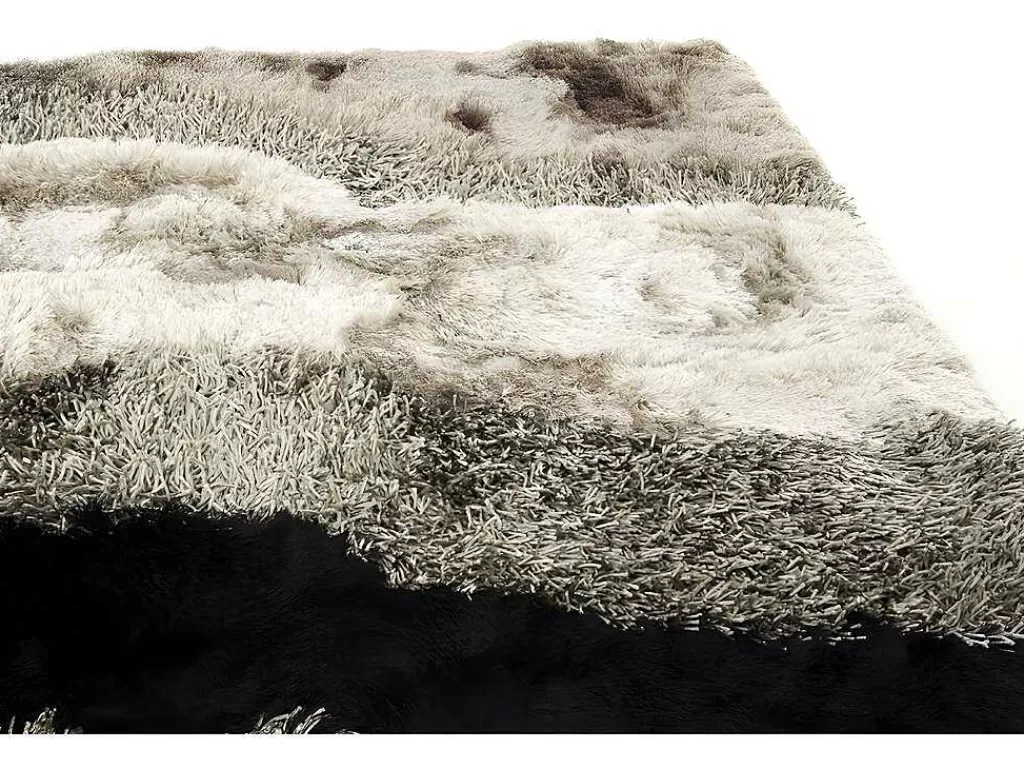 Tapete De Sala*OZAIA Tapete Shaggy Ecume - Poliester Tufado A Mão - Taupe, Branco E Preto - 140 X 200 Cm