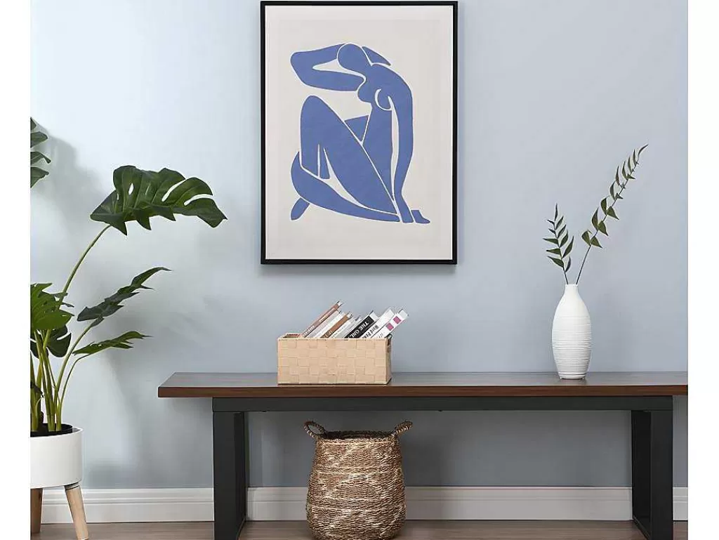 Quadro*OZAIA Tela Impressa Emoldurada Mulher De 60 X 80 Cm Com Moldura Em Madeira Cor Azul E Bege - Lolia