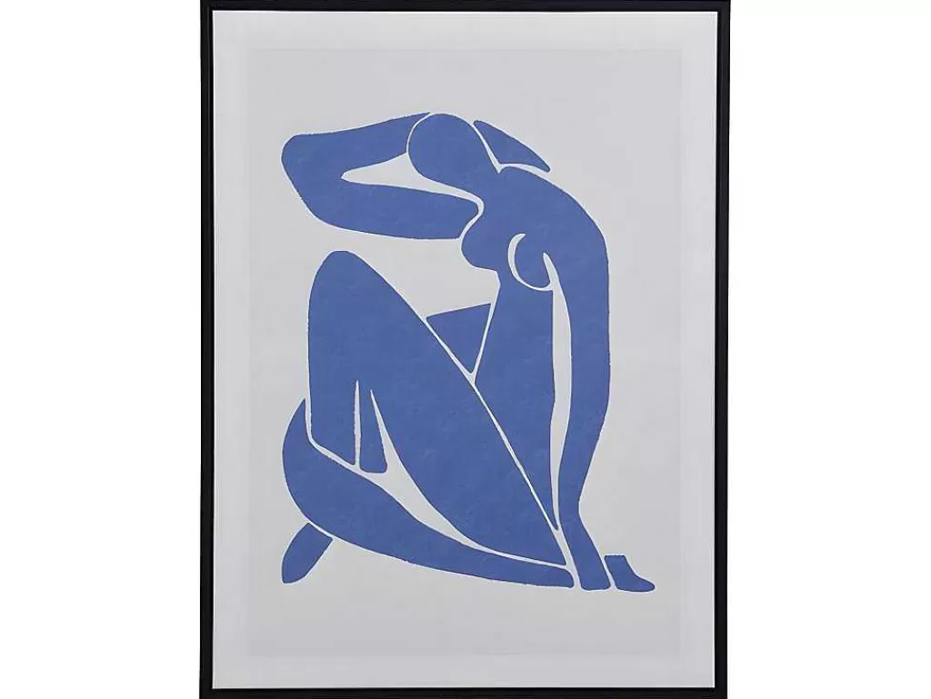 Quadro*OZAIA Tela Impressa Emoldurada Mulher De 60 X 80 Cm Com Moldura Em Madeira Cor Azul E Bege - Lolia
