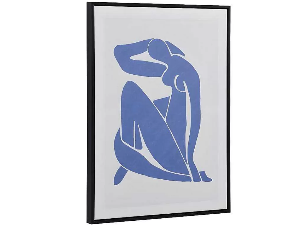 Quadro*OZAIA Tela Impressa Emoldurada Mulher De 60 X 80 Cm Com Moldura Em Madeira Cor Azul E Bege - Lolia