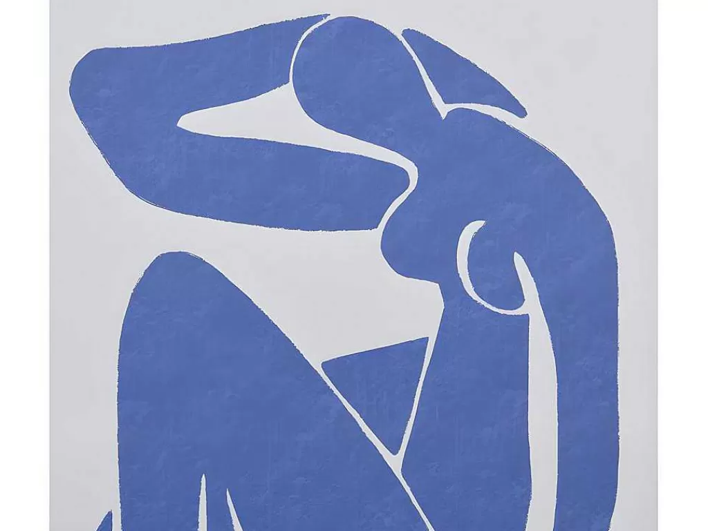 Quadro*OZAIA Tela Impressa Emoldurada Mulher De 60 X 80 Cm Com Moldura Em Madeira Cor Azul E Bege - Lolia