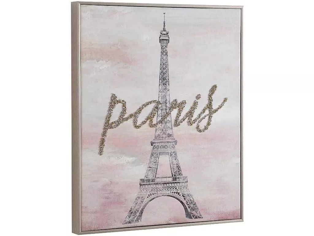 Quadro*OZAIA Tela Impressa Paris Com Efeito Joias De L. 54 X A. 64 Cm Com Moldura Em Pinho - Lutece