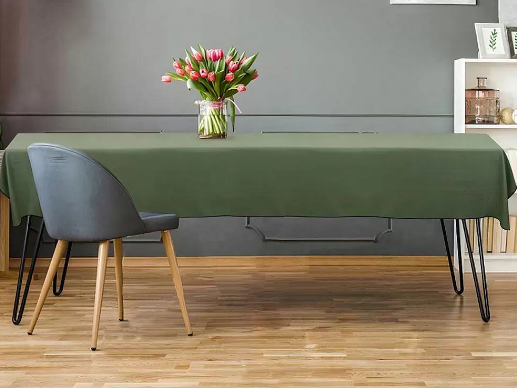 Têxteis De Mesa*OZAIA Toalha Em Algodao E Linha Com Borda Preta 170 X 250 Cm Caqui - Borina