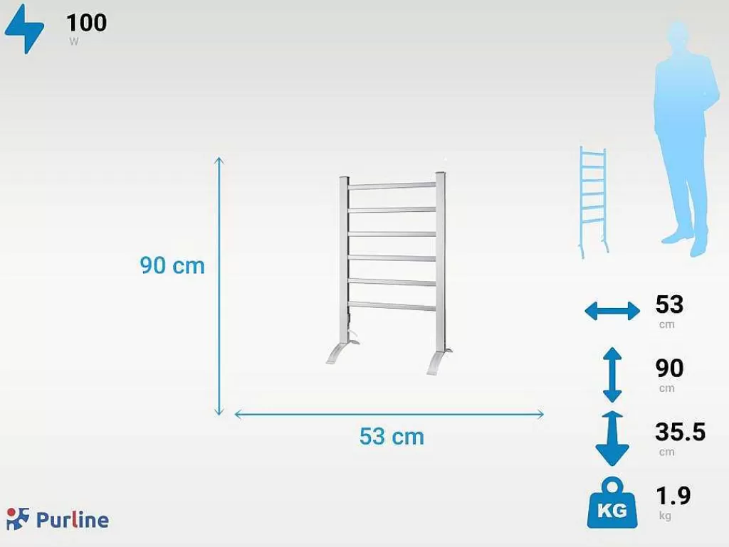 Promoções Casa De Banho & Bem-Estar*Purline Toalheiro Eletrico De Aluminio De Chao