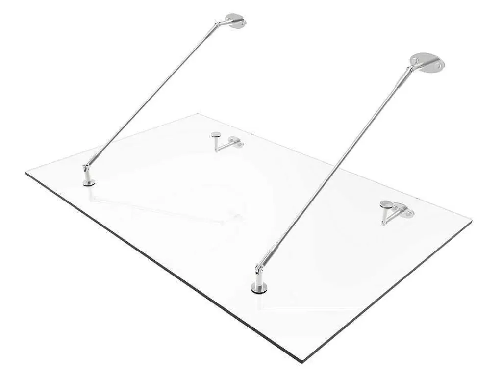 Cobertura De Porta*Vente-unique Toldo De Porta Em Aco Inoxidavel 150 X 100 Cm Liso Inclinavel Prateado - Rami