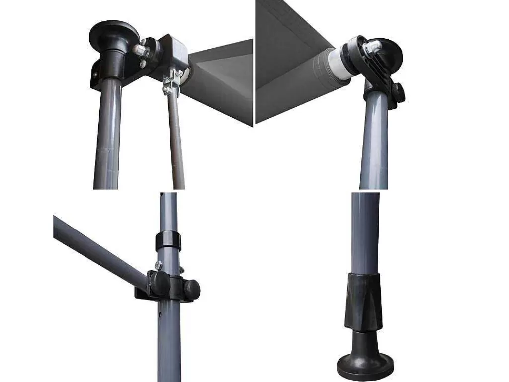 Toldo E Persiana De Exterior*Happy Garden Toldo De Varanda Chene 3 1,2M - Tecido Antracite E Moldura Cinzenta