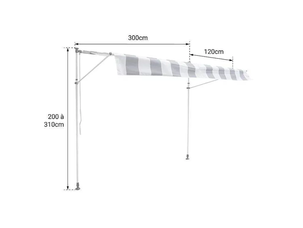 Toldo E Persiana De Exterior*Happy Garden Toldo De Varanda Chene 3 1,2M - Tecido Antracite E Moldura Cinzenta