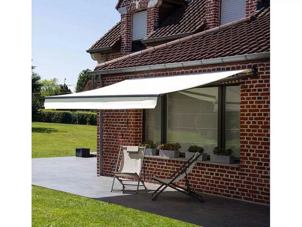 Toldo E Persiana De Exterior*Happy Garden Toldo Saule 2,95 2,5M - Tecido Bege E Estrutura Cinzenta