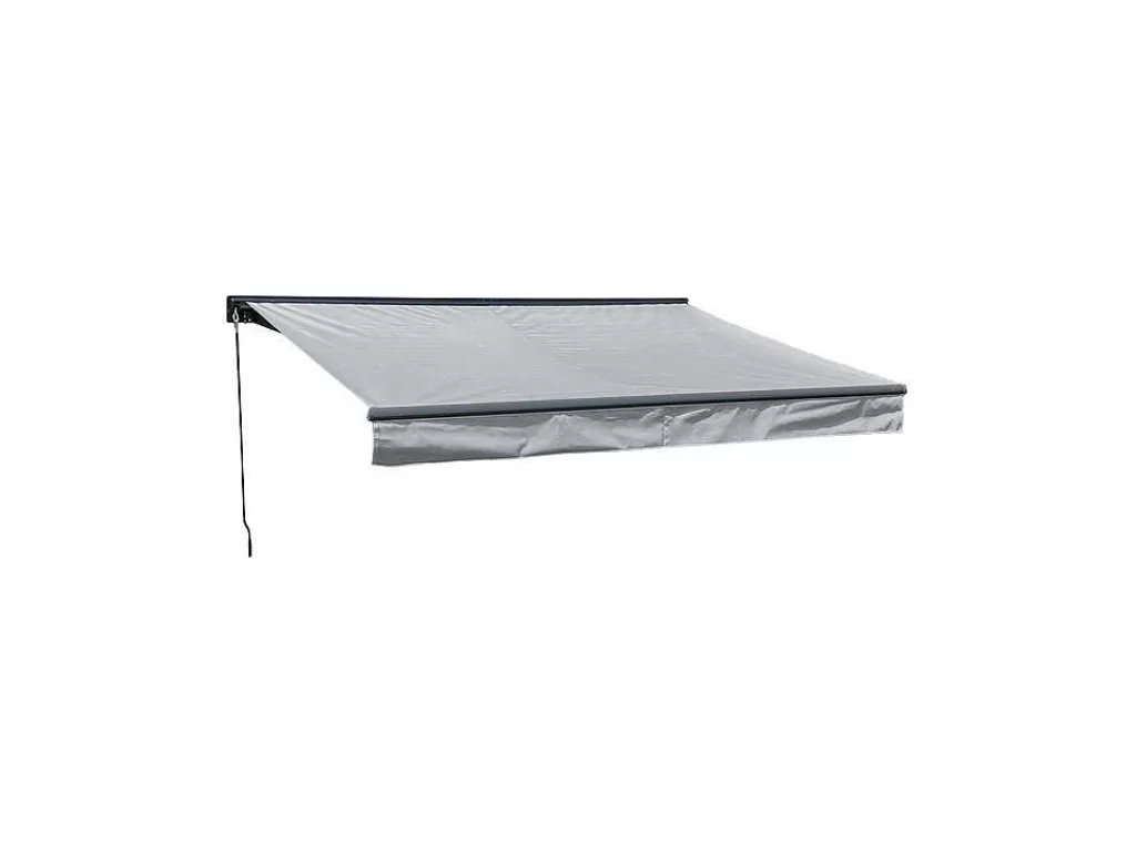 Toldo E Persiana De Exterior*Happy Garden Toldo Saule 2,95 2,5M Com Semi-Canopia - Tecido Cinzento E Estrutura Cinzenta