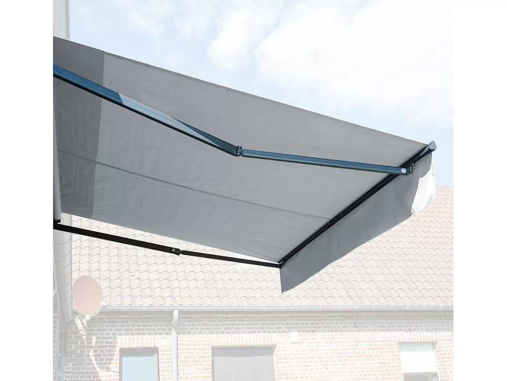 Toldo E Persiana De Exterior*Happy Garden Toldo Saule 2,95 2,5M Com Semi-Canopia - Tecido Cinzento E Estrutura Cinzenta