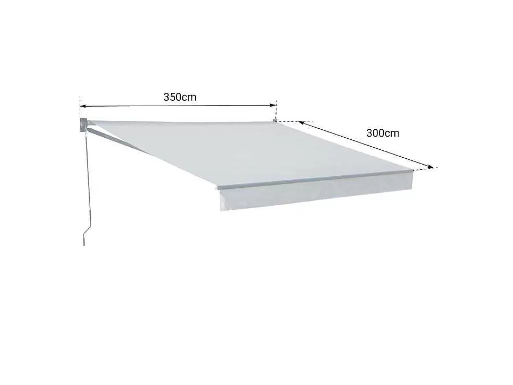Toldo E Persiana De Exterior*Happy Garden Toldo Saule 3,5 3M - Tecido Riscado Branco/Cinzento E Estrutura Branca