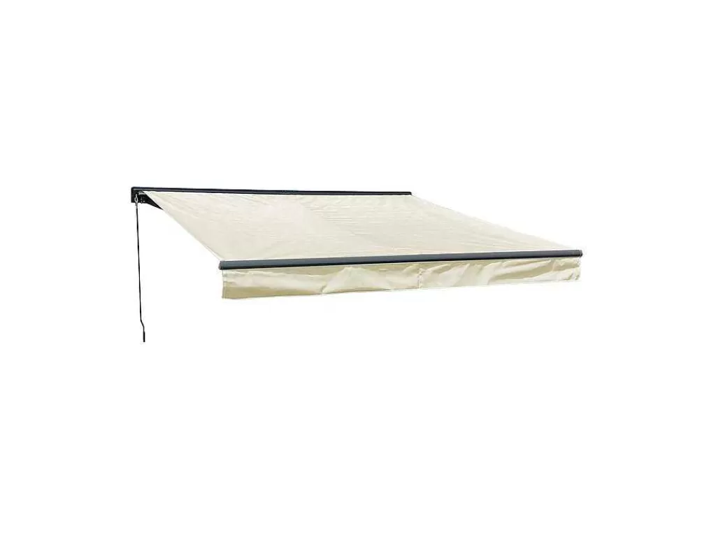 Toldo E Persiana De Exterior*Happy Garden Toldo Saule 3,5 3M Com Semi-Canopia - Tecido Bege E Estrutura Cinzenta