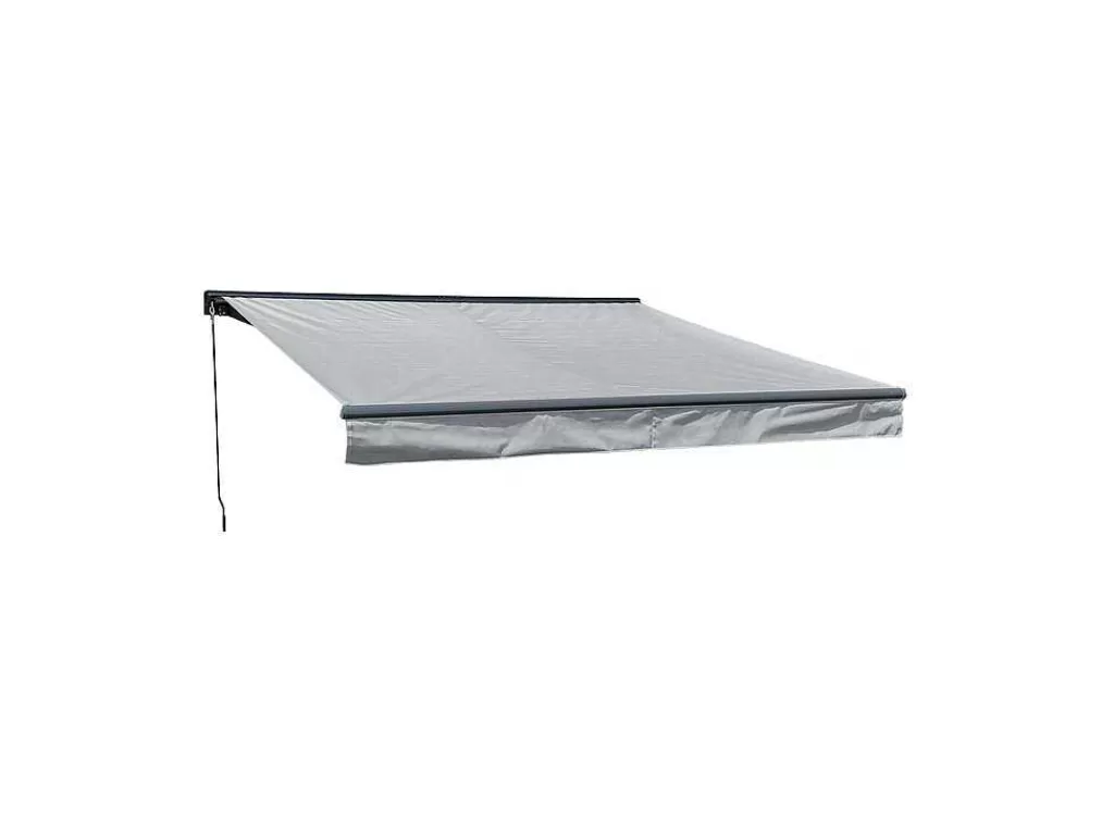 Toldo E Persiana De Exterior*Happy Garden Toldo Saule 3,5 3M Com Semi-Canopia - Tecido Cinzento E Estrutura Cinzenta