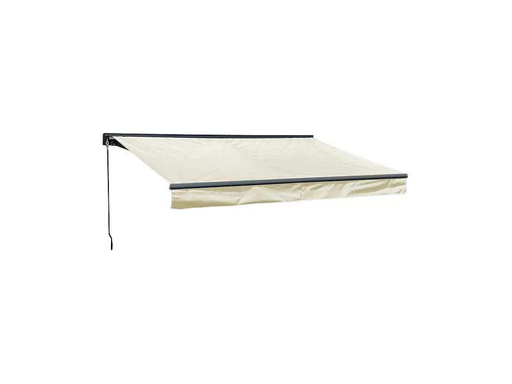 Toldo E Persiana De Exterior*Happy Garden Toldo Saule De 2,95 2,5M Com Semi-Canopia - Tecido Bege E Estrutura Cinzenta
