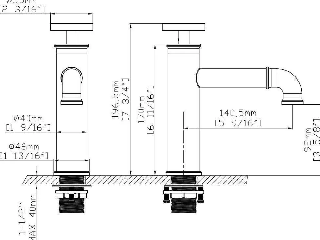 Torneira*Shower & Design Torneira Misturadora Mecanica A19,6 Cm Preto Mate - Kapuas