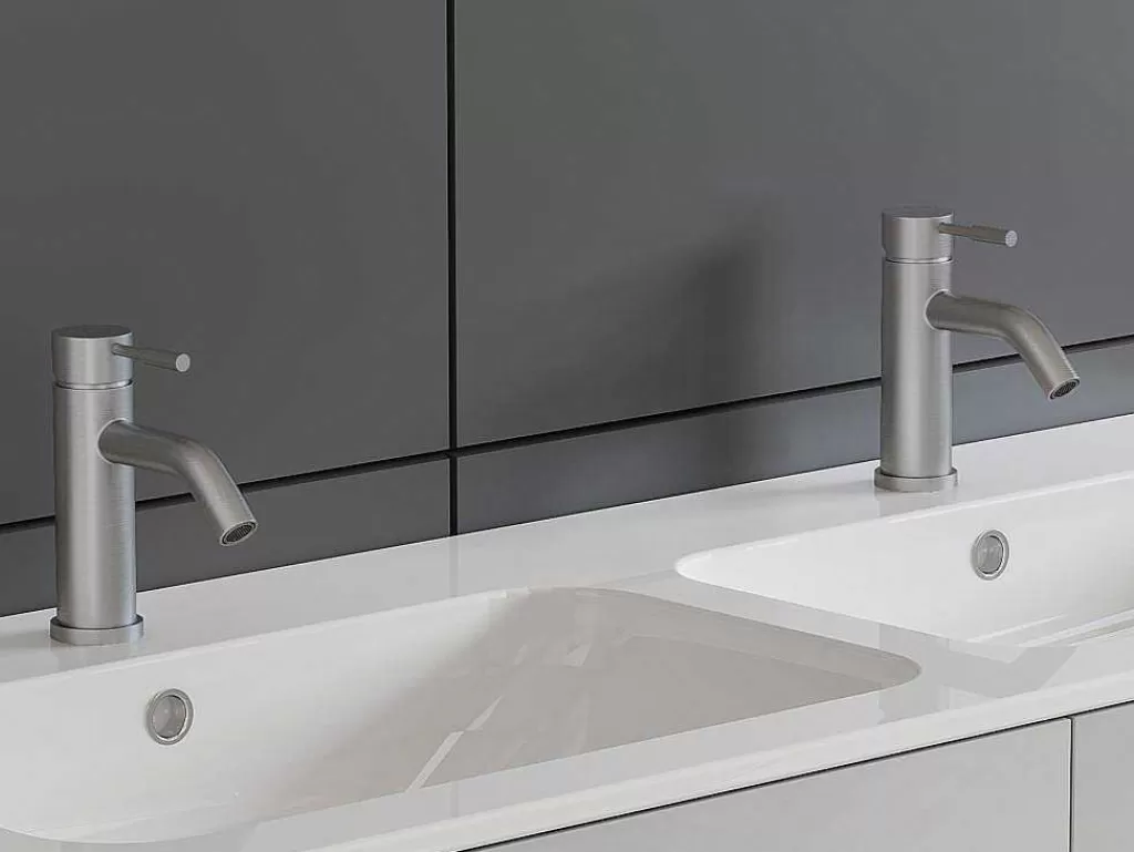 Torneira*Shower & Design Torneira Misturadora Mecanica Arredondada Em Inox Cor Niquel Escovado A17 Cm - Salavan