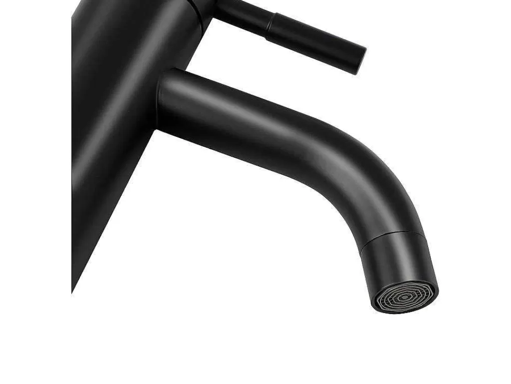 Torneira*Shower & Design Torneira Misturadora Mecanica Arredondada Em Inox Escovado Preto Mate A29,6 Cm - Salavan